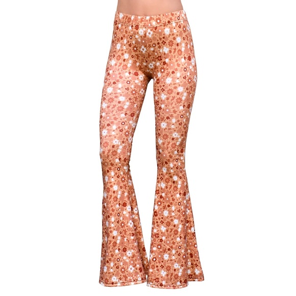 Bell bottom pants and crop cami top in gold floral - Picture 6 of 7